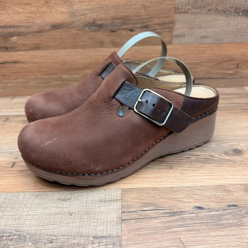 Dansko Martina Brown EU 38 US 7.5/8 Oiled Leather Mule Slide Clog Mary Jane